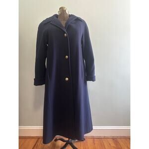 Vintage 90s Preston & York navy cashmere long overcoat size S